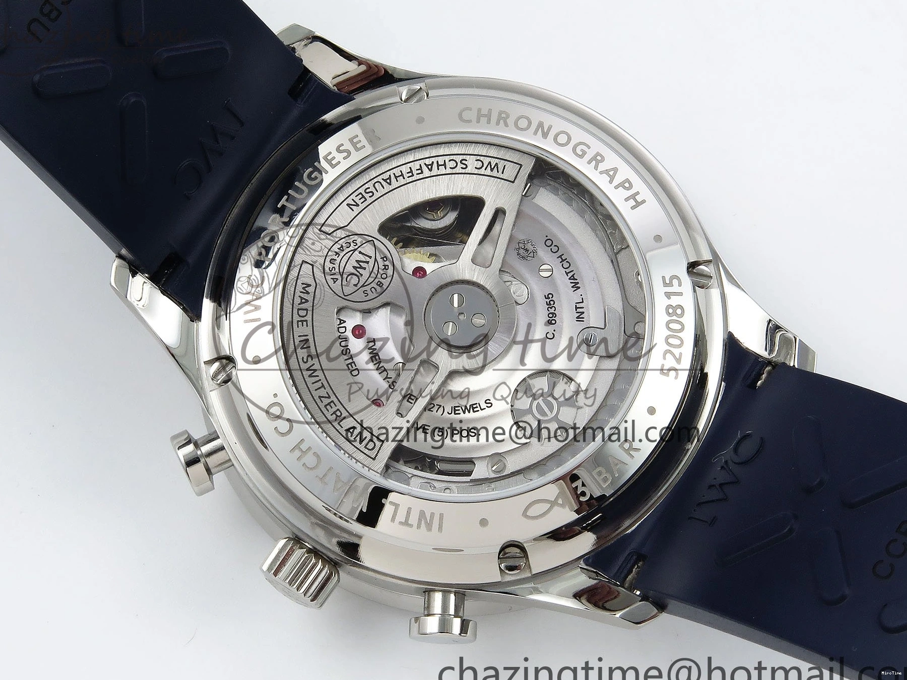 MIROTIME 0412 Casual Portuguese Chrono IW3716 Z+F 1:1 Best Edition White Dial on Blue Rubber Strap A 7016